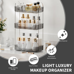 Akinbas grey skincare and perfume tray organized for daily routine