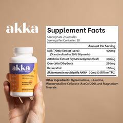 AKKA Premium Liver Cleanse capsules closeup showing easy-to-swallow formula