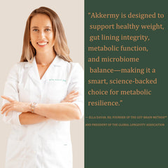 Akkermy capsules closeup showing easy-to-swallow capsules for daily use.