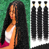 AKONSOUL 22-inch deep wave bulk hair for braiding adds voluminous boho style.