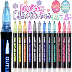 AKUBLE glitter markers set with 12 colors for crafts