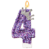 AKURIEEY birthday number candles with purple crown cake topper and glittering sequins for glamour
