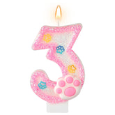 Akurieey pink paw 3rd birthday candle for pet cakes