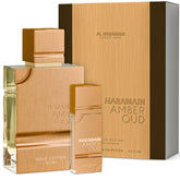 Al Haramain Amber Oud Gold Edition bottle, premium design for daily wear.