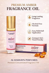 AL HASNAYN Amber perfume box packaging highlights travel-friendly design