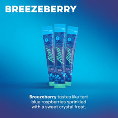 Breezeberry energy stick mixed in a glass of water for immediate sip