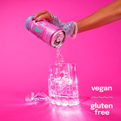 Alani Nu Pink Slush label closeup emphasizing vegan and color-free ingredients
