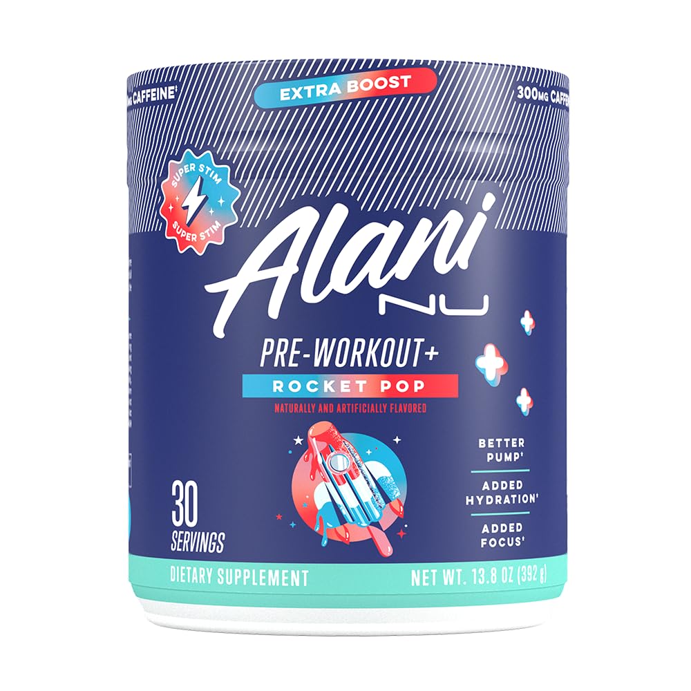 Alani Nu Pre Workout+ Rocket Pop bottle ready for your workout session