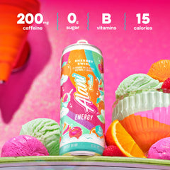 Alani Nu Sherbet Swirls label detail points to vegan and gluten-free wellness attributes