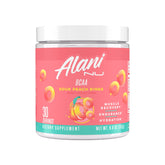 Alani Nu BCAA Sour Peach Ring tub front view for post-workout recovery.