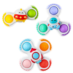 ALASOU pop suction spinner on fridge for focused play and motor skills.