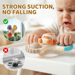 ALASOU pop suction spinner in bath creates splash-friendly motor play.