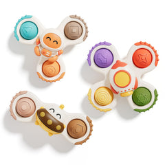 ALASOU pop suction spinner on fridge boosts hand-eye coordination and keeps toddlers engaged.