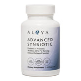 Alaya Naturals Advanced Synbiotic bottle with 14B CFU for gut balance.
