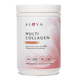 Alaya Naturals multi collagen powder tin closeup highlighting clean ingredients for daily use.