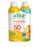 Alba Botanica Hawaiian Coconut Sunscreen Spray bottles offer lightweight protection for outdoor days.