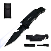 ALBATROSS 6-in-1 survival knife with LED light for nighttime tasks.