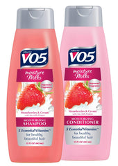 Alberto VO5 Moisture Milks Strawberries and Cream set bottle for daily hydration.