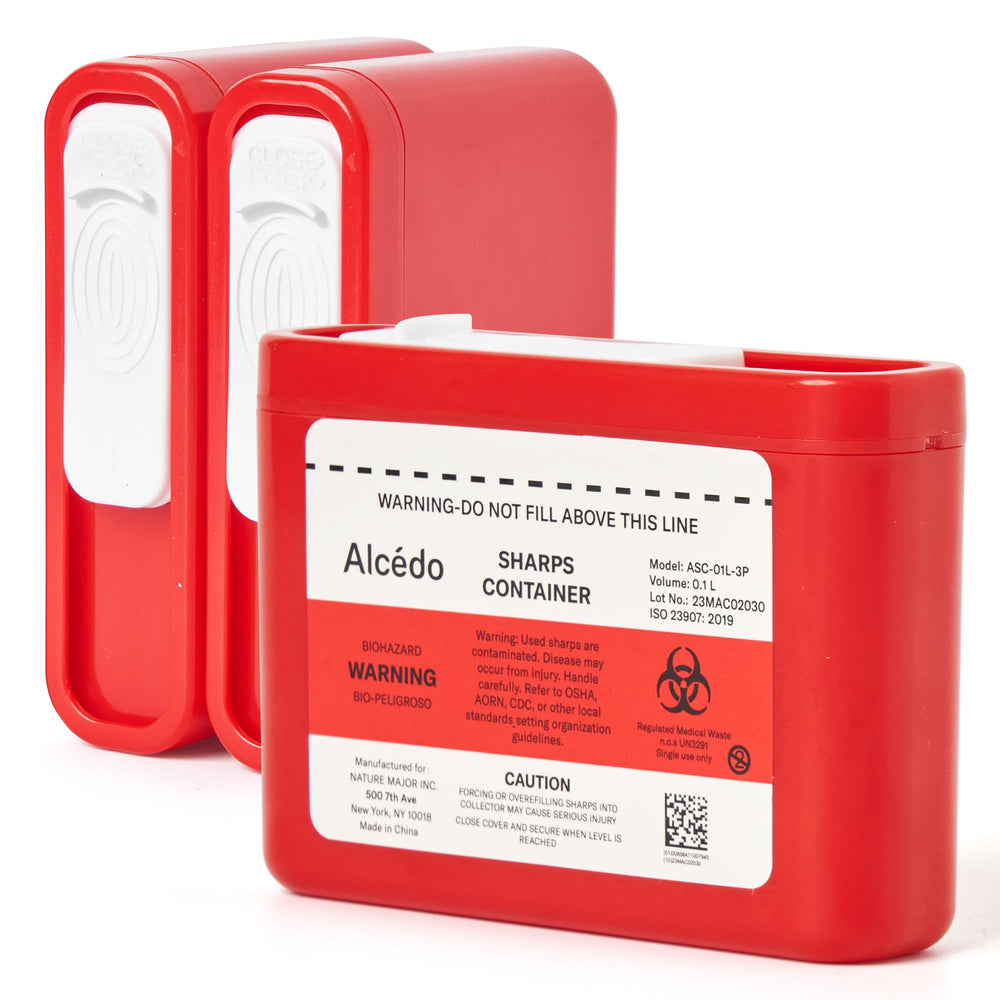 Alcedo portable sharps container travel compact design for safe disposal