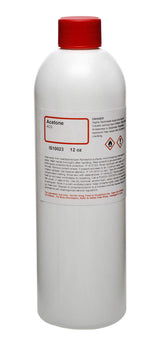 ALDON Anhydrous Acetone 12oz bottle highlighting ACS Grade purity for labs.