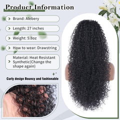 Alebery deep curly ponytail close-up texture highlights soft, tangle-free fibers