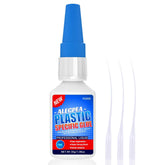 ALECPEA 30g plastic glue bottle closeup for deep fusion on ABS, PVC and acrylic.