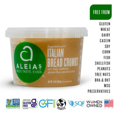 Aleia’s Best. TASTE. EVER. breadcrumbs coated on meatballs for flavorful dishes.