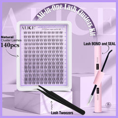 ALICE Lash Clusters Kit clear band extensions for seamless lash line.