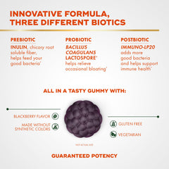 Align Probiotic 3-in-1 Biotic Gummies on tray shows convenient on-the-go snack