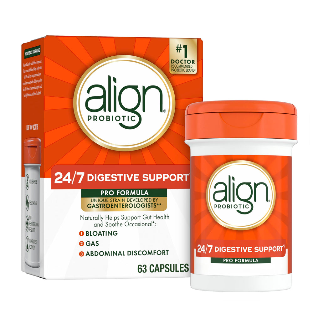 Align Pro Formula bottle front displaying branding and digestive support.