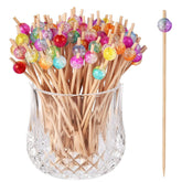 ALINK cocktail picks with colorful pearl balls for elegant appetizers