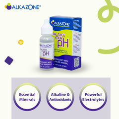 Glass of water with Alkazone Balance showing alkalinity