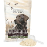All American Canine Weight Gainer bottle pour for easy meal prep and dosing