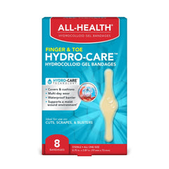 All Health hydrocolloid gel bandage on finger provides cushioning and daily protection.