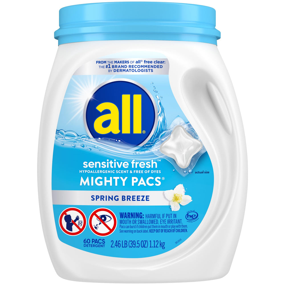 All unit-dose Mighty Pacs package shows convenient, mess-free dosing for sensitive skin.