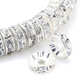 Allb rondelle spacer beads 8mm silver plated for precise bracelet designs.