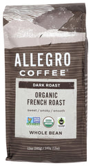 Allegro Coffee French Roast whole beans for a rich, smooth morning brew