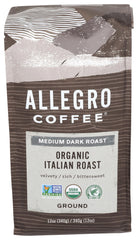 Allegro Coffee Italian Roast ground coffee pack for bold espresso bases.