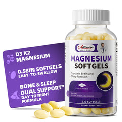 Alliwise magnesium glycinate softgels bottle, easy to swallow for daily use.