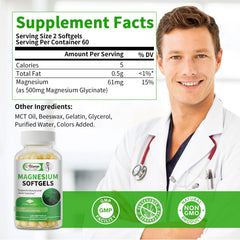 Alliwise magnesium glycinate softgels, smooth-coated capsules for easy swallowing.