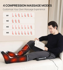 ALLJOY Leg Massager wrap-around calves demonstrating 360-degree compression for leg comfort