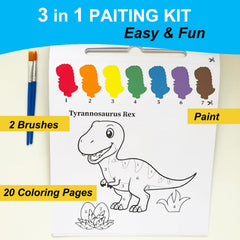 ALNETI Dino paint book inside palette page highlights easy water-based painting.