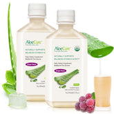 AloeCure USDA Organic Aloe Vera Juice grape flavor bottle for daily hydration and gentle digestion