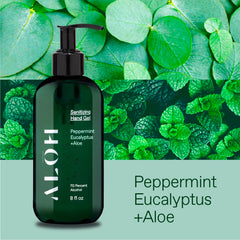 ALŌH Aloe-infused gel pump; soothing moisture while cleaning hands.