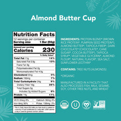 ALOHA Almond Butter Cup bars ingredients close-up featuring organic protein sources