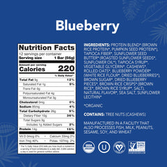 ALOHA Blueberry bar closeup highlighting protein and texture for snacking.