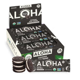 ALOHA Cookies and Creme bar pack highlighting convenient plant-based protein for busy days.