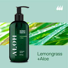 ALŌH label close-up highlighting lemongrass scent and aloe hydration.