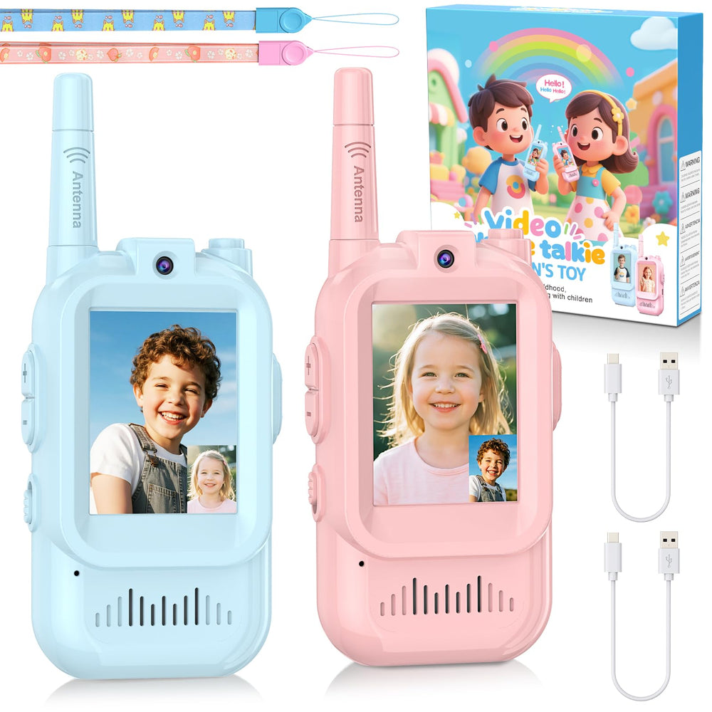 Alotwan video walkie talkie kids front view shows compact, kid-friendly grip for small hands.