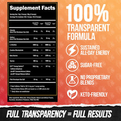 ALPHA LION Core Pre Workout ingredients matrix highlights key nutrients